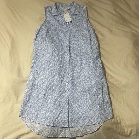 Joie NWT Blue & White Floral Button Up Sleeveless Collared Dress Size XL - Picture 2 of 8